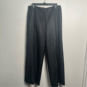 LOFT Black Wide-Leg Silk Trousers
